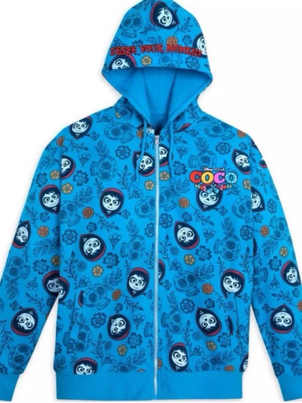 Disneyland coco day of the dead Blue Zip-Up Hoodie